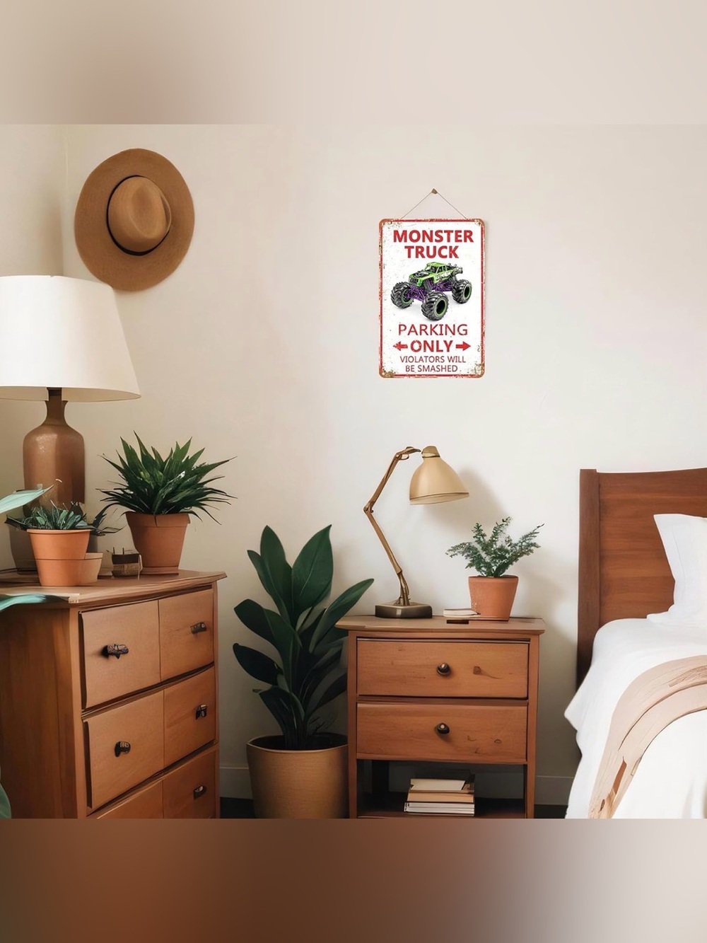 Monster Truck Parking Only Metal Sign, Boys Bedroom Monster Truck Parking Wall - Picture 7 of 9